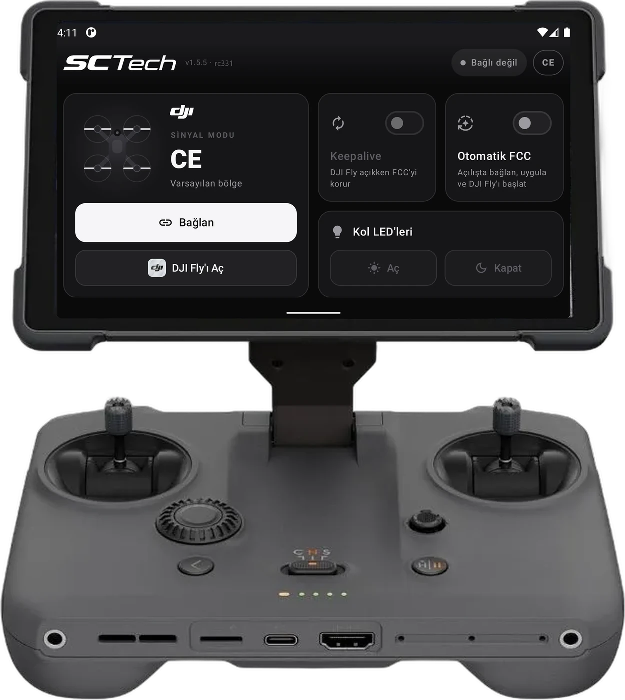DJI RC Pro 2 kumanda ekranında SCTech uygulaması